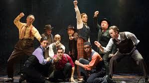 The “guys” during a floating crap game in “Guys and Dolls” / Photo by Jenny Graham
