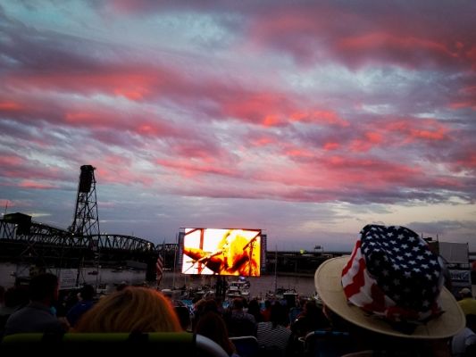 Day 1 of the Waterfront Blues Festival got an added treat with a terrific sunset.