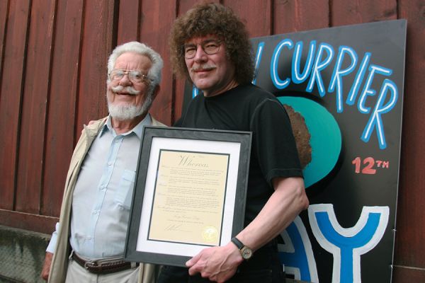 Terry Currier on Terry Currier Day with former Portland Mayor Bud Clark, left. August 2017. / Photo by Diane Russell